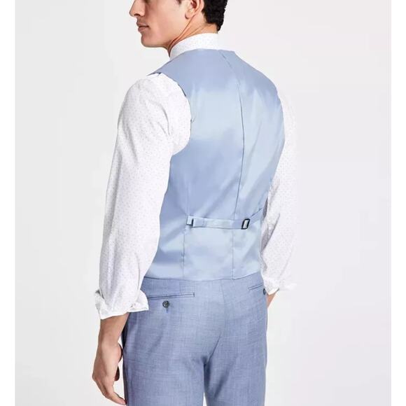 Calvin Klein Men's Light Blue Wool Skinny-Fit Infinite Stretch Suit Vest Size XL - Picture 2 of 2